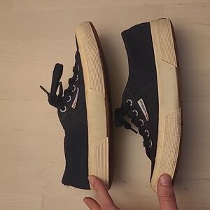 SUPERGA Navy Canvas Low Top Casual Sneakers